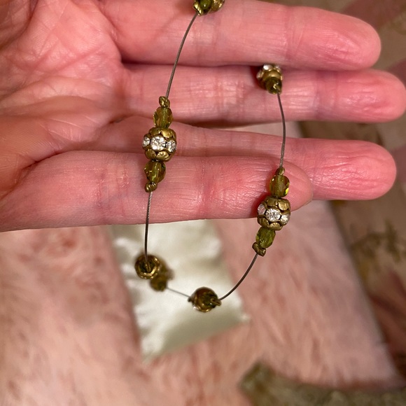 Set Multi Stone Stretch Bracelet & Choker w/Green - Picture 8 of 11